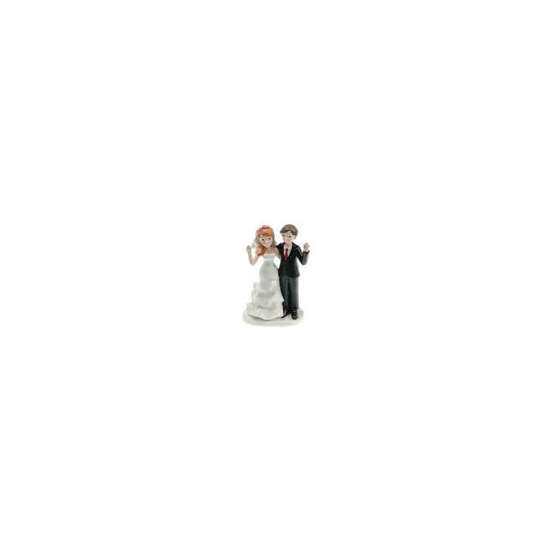 FIGURINE COUPLE DE MARIES RESINE DIAMANT 10,5 X 7 X 17 CM