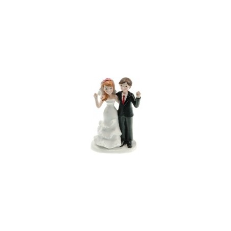 FIGURINE COUPLE DE MARIES RESINE DIAMANT 10,5 X 7 X 17 CM