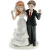 FIGURINE COUPLE DE MARIES RESINE DIAMANT 10,5 X 7 X 17 CM