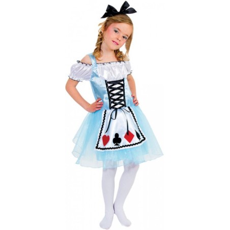 DEGUISEMENT ALICE ROBE JEU DE CARTE TAILLE 10 ANS