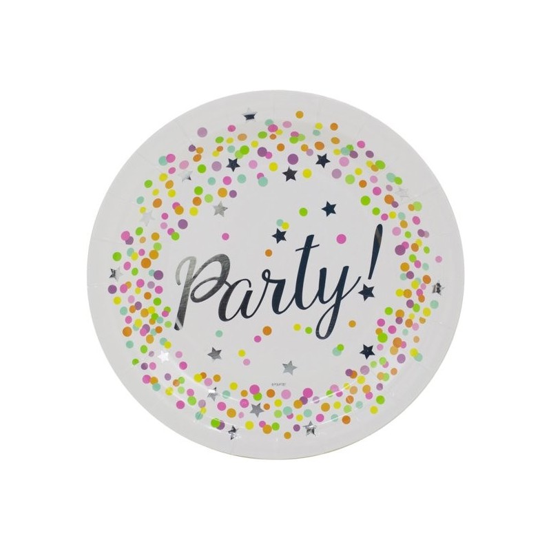 8 ASSIETTES PARTY CONFETTIS 23 CM 8 ASSIETTES PARTY CONFETTIS 23 CM