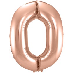 BALLON METALLIQUE CHIFFRE 0 ROSE GOLD 86 CM