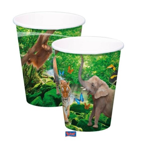 8 GOBELETS ANIMAUX DE LA JUNGLE SAFARI 250 ML