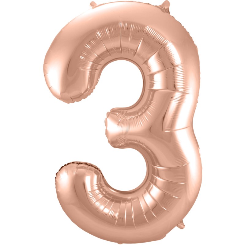 BALLON METALLIQUE CHIFFRE 3 ROSE GOLD 86 CM