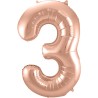 BALLON METALLIQUE CHIFFRE 3 ROSE GOLD 86 CM