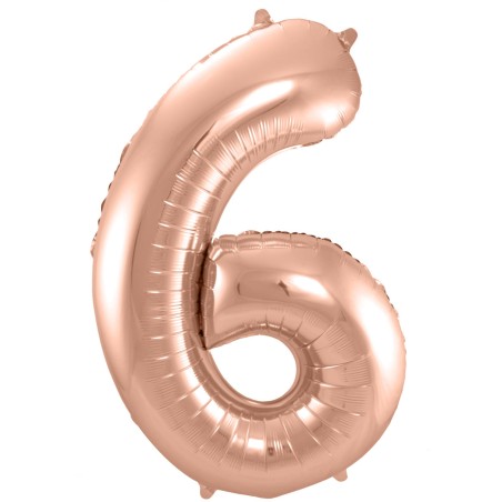 BALLON METALLIQUE CHIFFRE 6 ROSE GOLD 86 CM