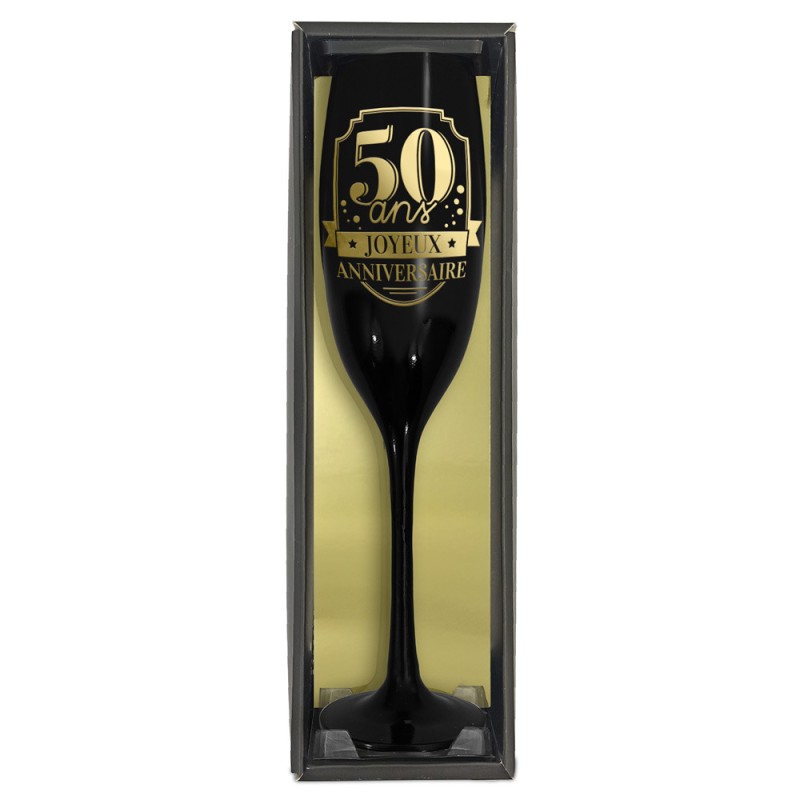 FLUTE A CHAMPAGNE NOIRE LA 50 AINE EN OR