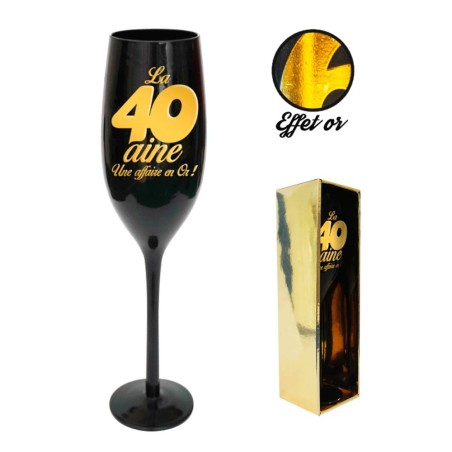 FLUTE A CHAMPAGNE NOIRE LA 40 AINE EN OR