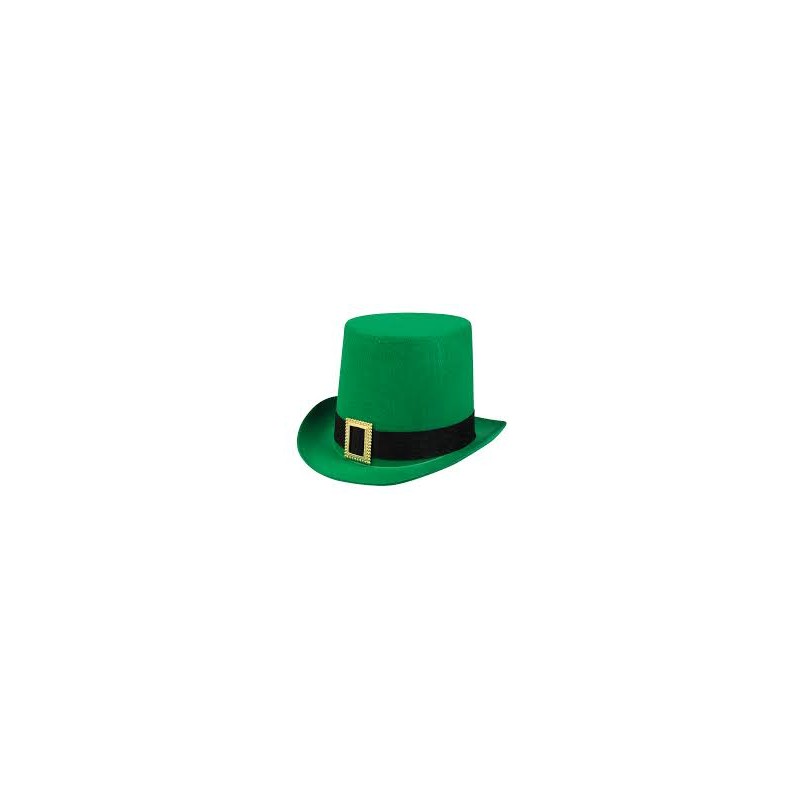 CHAPEAU HAUT DE FORME VERT AVEC BOUCLE COULEUR OR