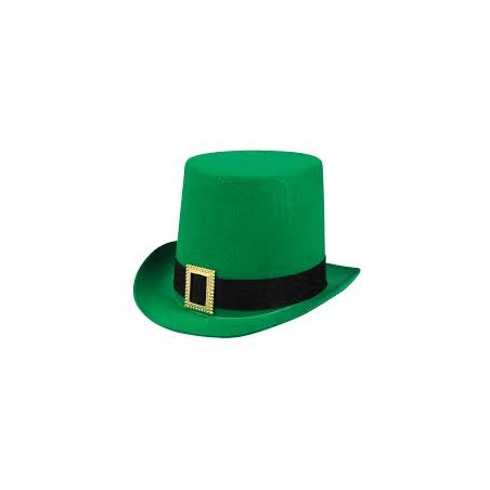 CHAPEAU HAUT DE FORME VERT AVEC BOUCLE COULEUR OR