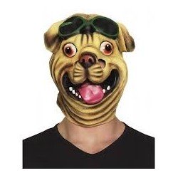 MASQUE CHIEN BOULEDOGUE AVEC LUNETTES LATEX