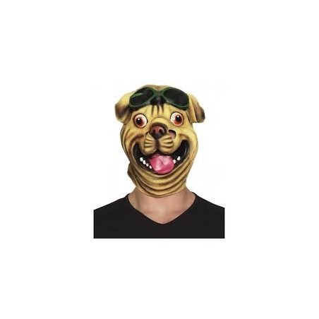 MASQUE CHIEN BOULEDOGUE AVEC LUNETTES LATEX