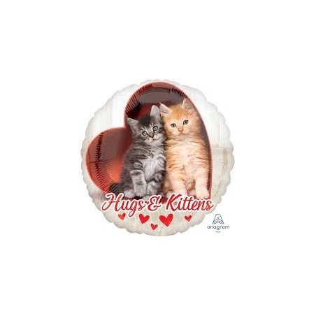 BALLON METALLIQUE ROND 2 CHATONS HUGS & KITTENS 43 CM