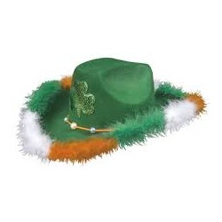 CHAPEAU DE COW BOY ST PATRICK VERT AVEC TREFLE