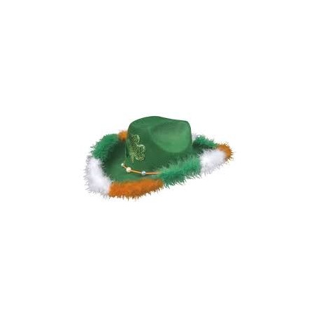 CHAPEAU DE COW BOY ST PATRICK VERT AVEC TREFLE