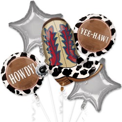 BOUQUET DE 5 BALLONS METALIQUES WESTERN YEE-HAW!