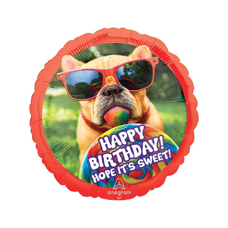 BALLON METALLIQUE ROND CHIEN A LUNETTES HAPPY BIRTHDAY 71 CM BALLON METALLIQUE ROND CHIEN A LUNETTES HAPPY BIRTHDAY 71 CM