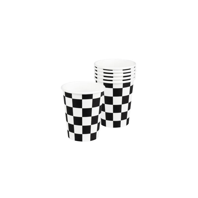 10 GOBELETS DAMIER NOIR ET BLANC 21 CL