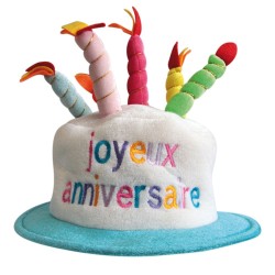 CHAPEAU GATEAU ANNIVERSAIRE AVEC BOUGIES JOYEUX ANNIVERSAIRE