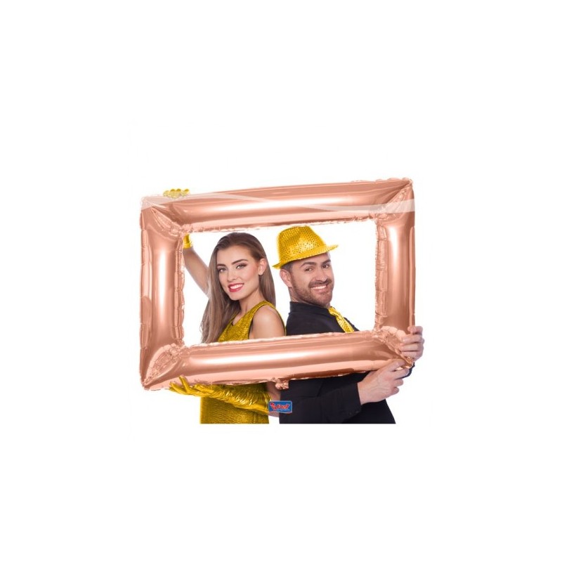 BALLON METALLIQUE POUR PHOTOBOOTH CADRE PHOTO ROSE GOLD 85 X 60 CM