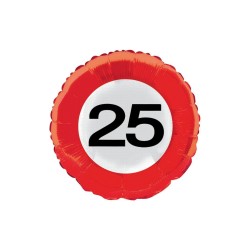 BALLON METALLIQUE ROND PANNEAU 25 BLANC ROUGE NOIR