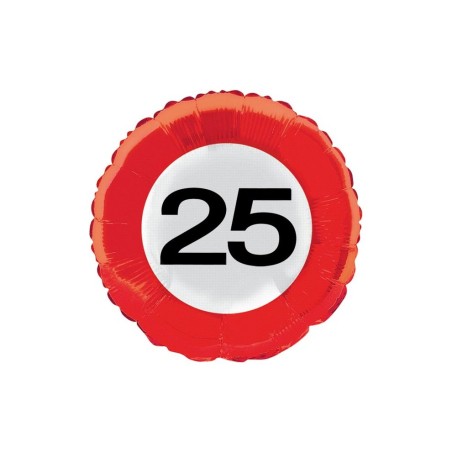 BALLON METALLIQUE ROND PANNEAU 25 BLANC ROUGE NOIR