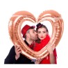 BALLON METALLIQUE POUR PHOTOBOOTH CADRE PHOTO COEUR ROSE GOLD 80X75 CM