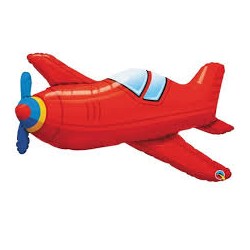 BALLON METALLIQUE AVION VINTAGE ROUGE 91 CM