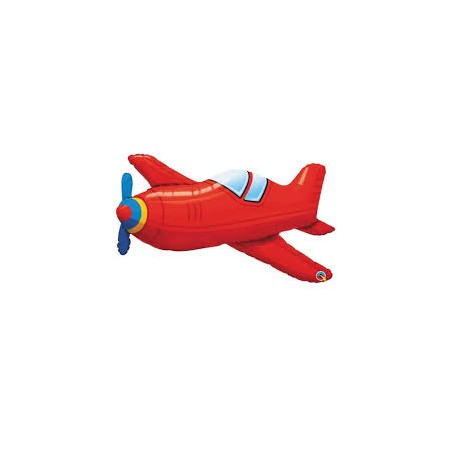 BALLON METALLIQUE AVION VINTAGE ROUGE 91 CM