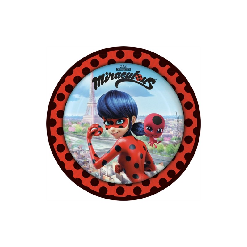 8 ASSIETTES ECO MIRACULOUS LADYBUG 23 CM