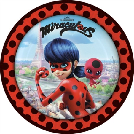 8 ASSIETTES ECO MIRACULOUS LADYBUG 23 CM