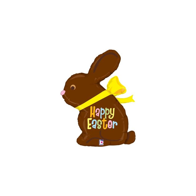 BALLON METALLIQUE LAPIN DE PAQUES CHOCOLAT 99 CM