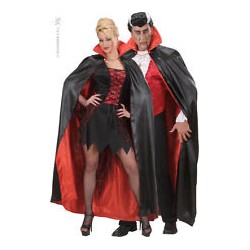 DEGUISEMENT CAPE VAMPIRE SATIN  LUXE DOUBLEE ROUGE/NOIRE 