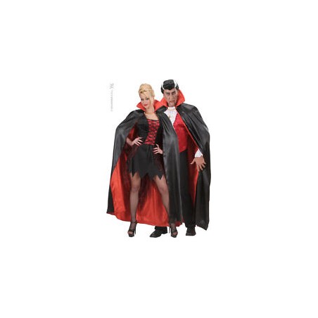 DEGUISEMENT CAPE VAMPIRE SATIN  LUXE DOUBLEE ROUGE/NOIRE 