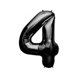 BALLON METALLIQUE CHIFFRE 4 NOIR 86 CM