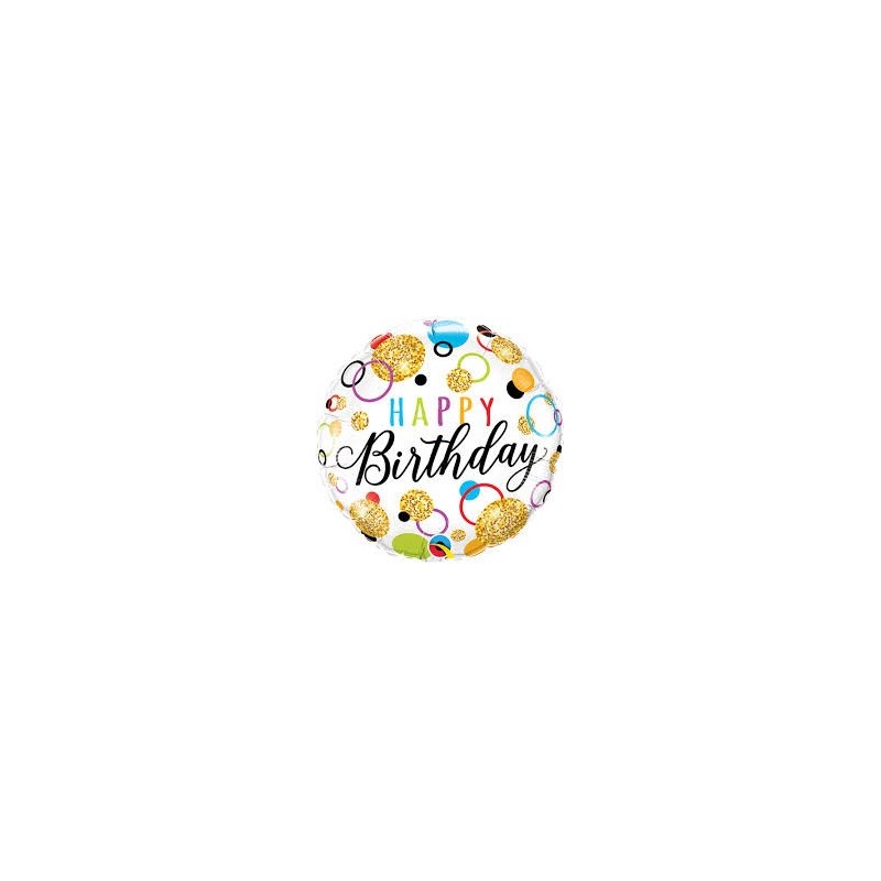 BALLON METALLIQUE ROND HAPPY BIRTHDAY MULTICOULEUR 46 CM BALLON METALLIQUE ROND HAPPY BIRTHDAY MULTICOULEUR 46 CM