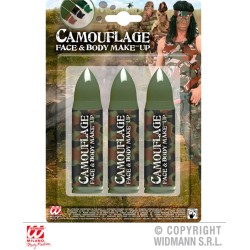 SET DE 3 CARTOUCHES DE MAQUILLAGE CAMOUFLAGE MARRON NOIR VERT