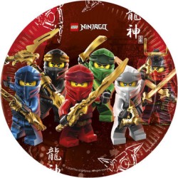 8 ASSIETTES RONDES EN CARTON  LEGO NINJAGO 23 CM