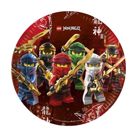 8 ASSIETTES RONDES EN CARTON  LEGO NINJAGO 23 CM