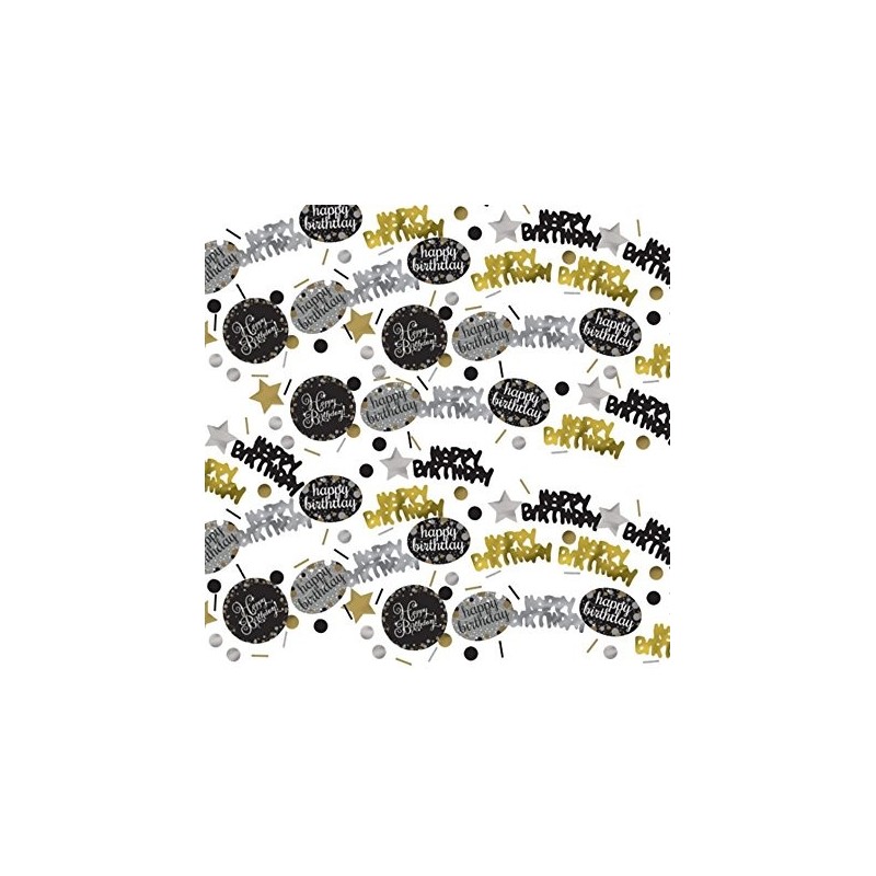 CONFETTIS DE TABLE HAPPY BIRTHDAY NOIR OR ET ARGENT 34 G CONFETTIS DE TABLE HAPPY BIRTHDAY NOIR OR ET ARGENT 34 G