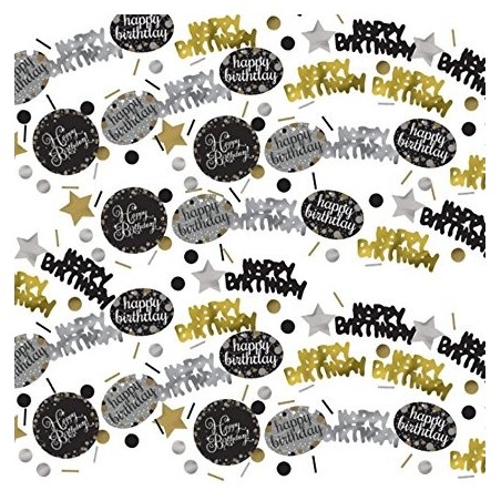 CONFETTIS DE TABLE HAPPY BIRTHDAY NOIR OR ET ARGENT 34 G
