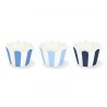 6 DECORATIONS PAPIER POUR CUPCAKE BLEU RAYE BLANC