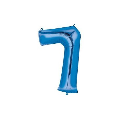 BALLON METALLIQUE CHIFFRE 7 BLEU 86 CM