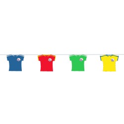 GUIRLANDE PAPIER 12 FANIONS 5M MAILLOTS DE FOOTBALL 30 X 25 CM