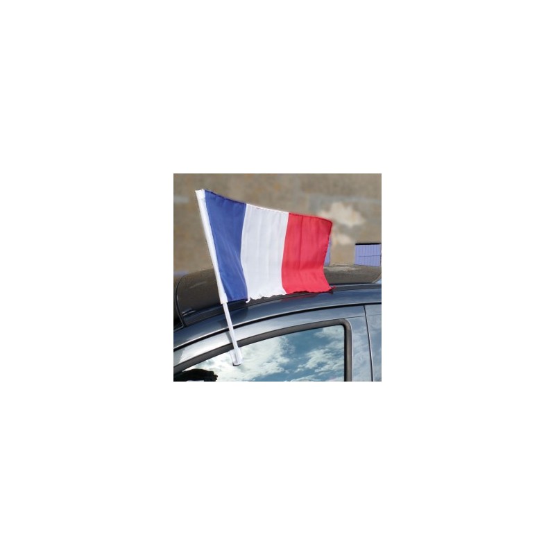 DRAPEAU AVEC HAMPE FRANCE POLYESTER POUR VOITURE 30 X 45 CM