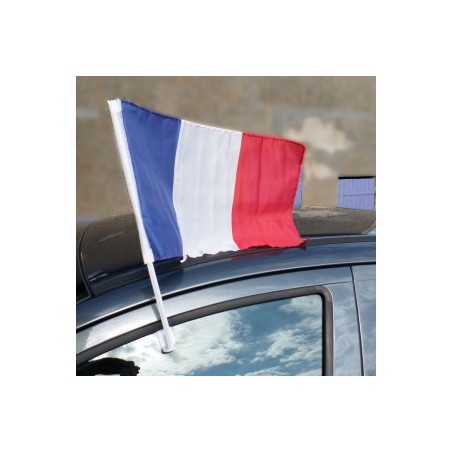 DRAPEAU AVEC HAMPE FRANCE POLYESTER POUR VOITURE 30 X 45 CM