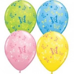 25 BALLONS 11" QUALATEX IMPRIMES PAPILLONS TOUT AUTOUR