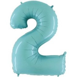 BALLON METALLIQUE CHIFFRE 2 BLEU CIEL 100 CM