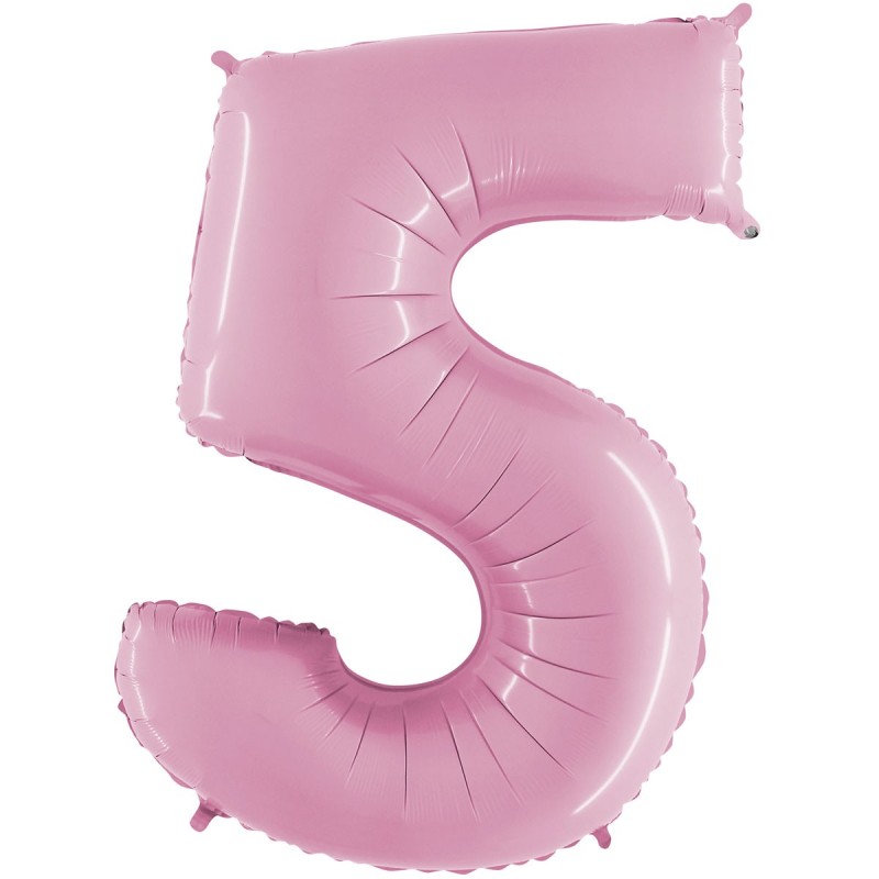 BALLON METALLIQUE CHIFFRE 5 ROSE CLAIR 100 CM BALLON METALLIQUE CHIFFRE 5 ROSE CLAIR 100 CM