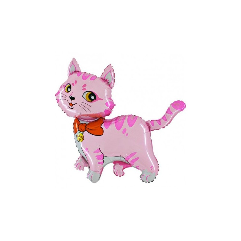 BALLON METALLIQUE CHAT ROSE GONFLABLE A L'AIR 36 CM ENVIRON